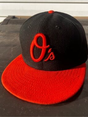 CLEAN New Era size 7 5/8 Baltimore Orioles Orange Baseball Fitted Hat MLB